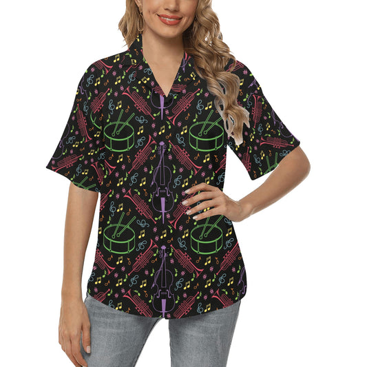 Cello Neon Pattern Print Design 02 Women's Hawaiian Shirt