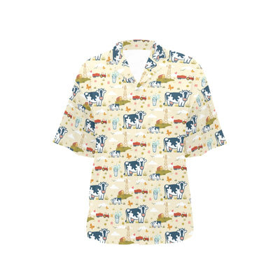 Cow Farm Design Print Women's Hawaiian Shirt