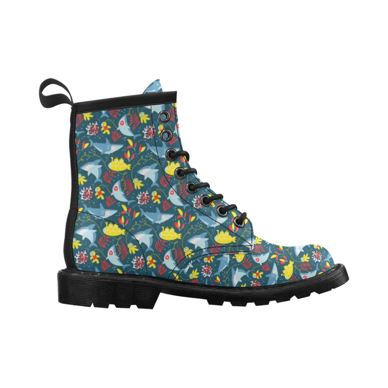 Scuba With Sharks Print Design LKS303 Women's Boots