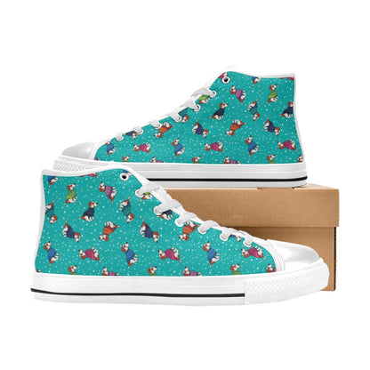 Russell Terriers Print Design LKS309 High Top Women's White Shoes