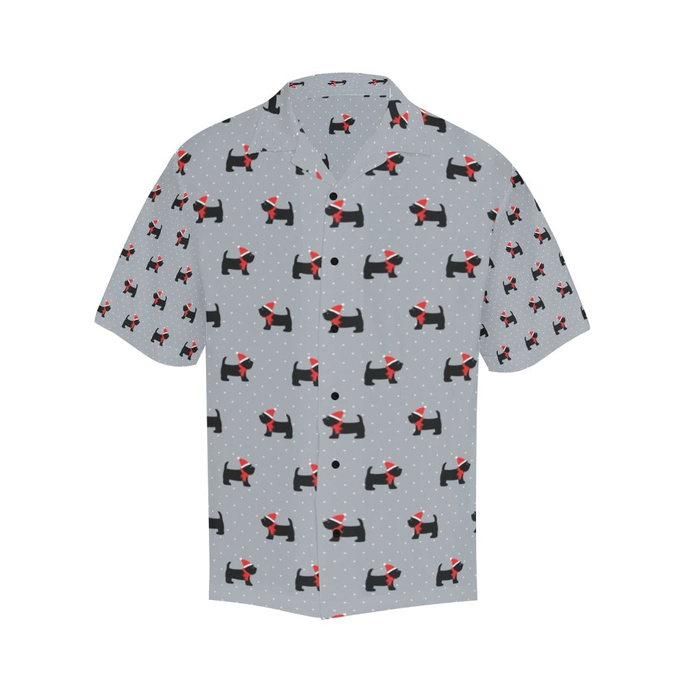 Scottish Christmas Themed Terriers Print Design LKS3018 Men's Hawaiian Shirt