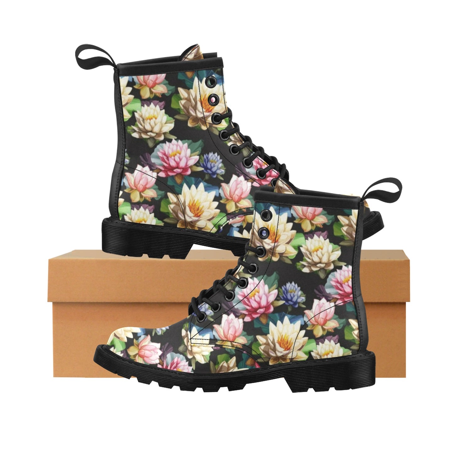 Water Lily Pattern Print Design WL02 Women's Boots
