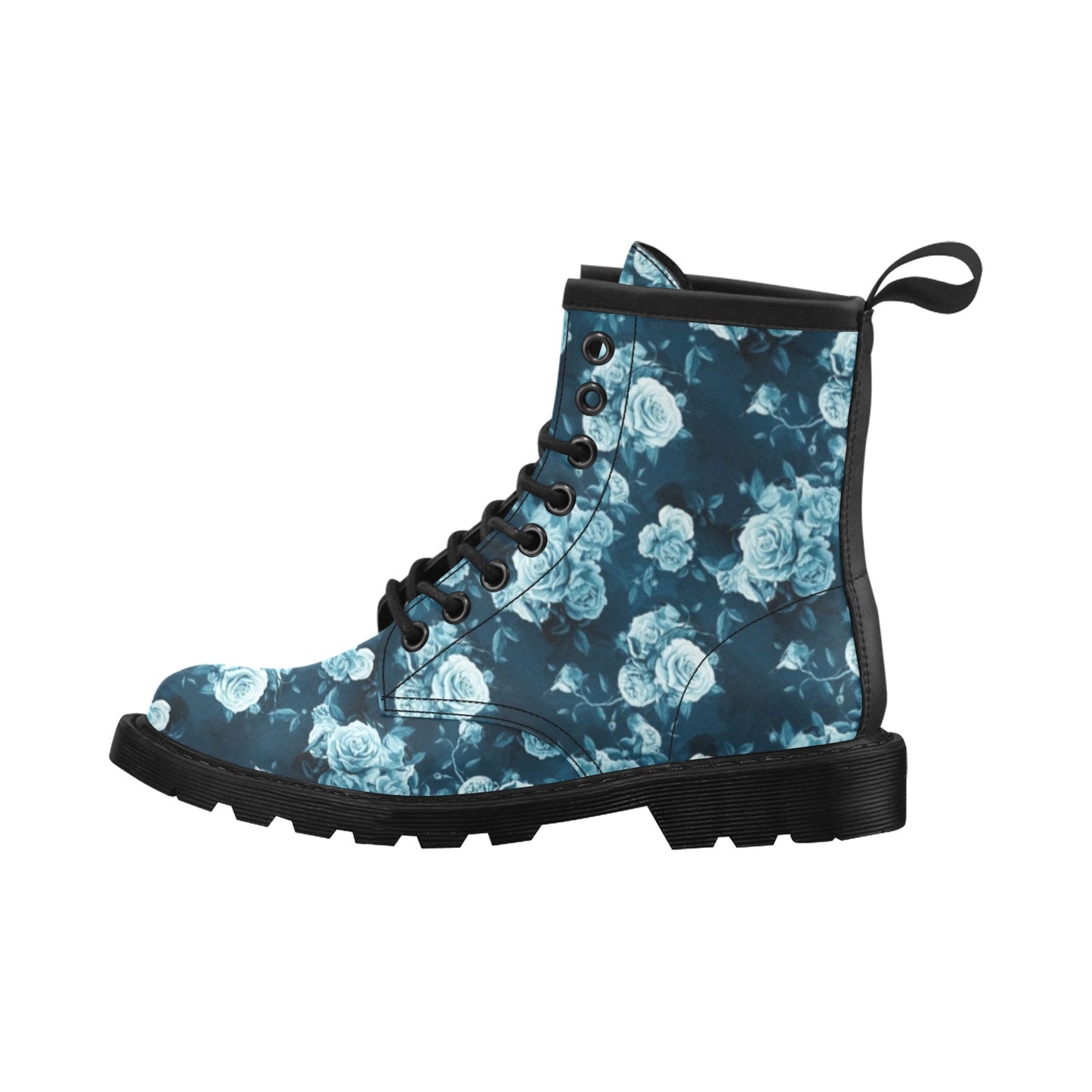 Rose Blue Pattern Print Design RO014 Women's Boots