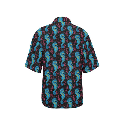 SeaHorse Print Design LKS401 Women's Hawaiian Shirt