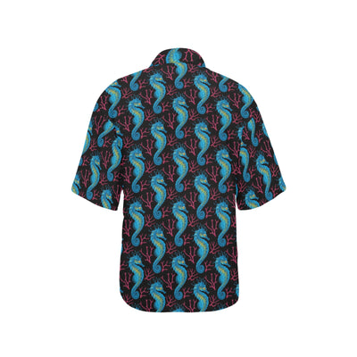 SeaHorse Print Design LKS401 Women's Hawaiian Shirt