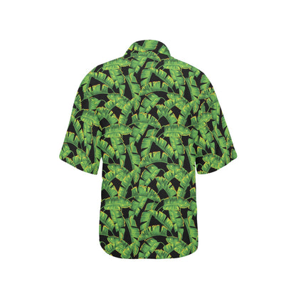 Banana Leaf Pattern Print Design 03 Women's Hawaiian Shirt