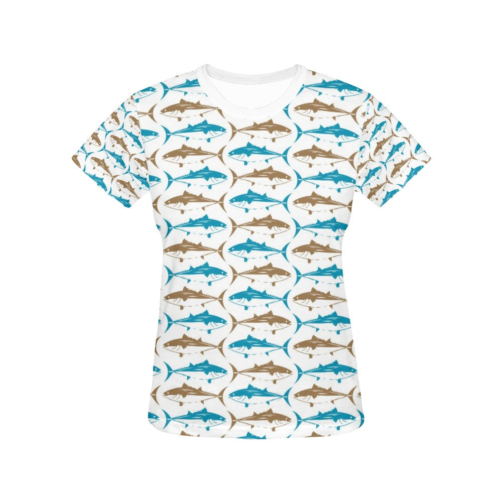 Tuna Fish Print Design LKS301 Women's  T-shirt