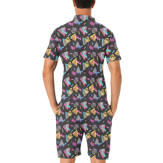 80s Pattern Print Design 3 Men's Romper