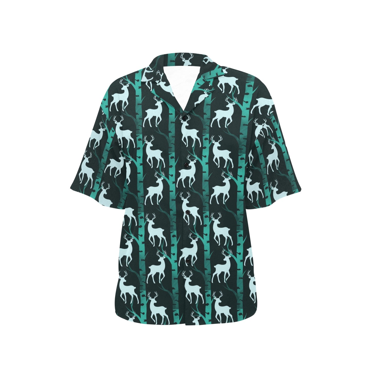 Deer Jungle Print Pattern Women's Hawaiian Shirt