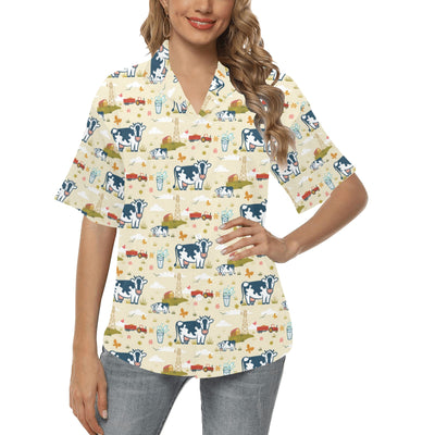 Cow Farm Design Print Women's Hawaiian Shirt