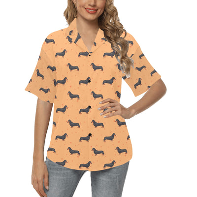 Dachshund Draw Print Pattern Women's Hawaiian Shirt