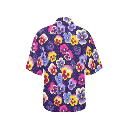 Pansy Pattern Print Design PS04 Women's Hawaiian Shirt