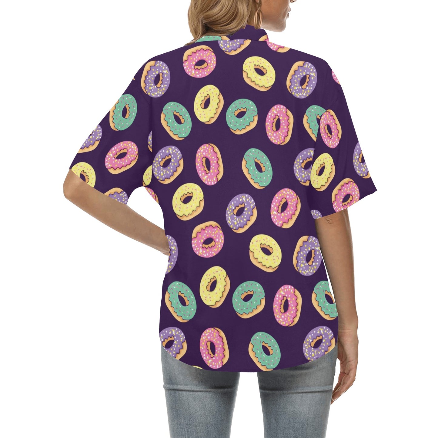 Donut Pattern Print Design DN08 Women's Hawaiian Shirt