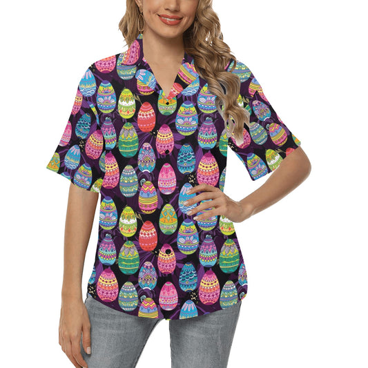Easter Eggs Pattern Print Design RB08 Women's Hawaiian Shirt