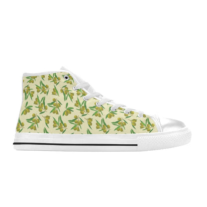 Olive Print Design LKS302 High Top Women's White Shoes