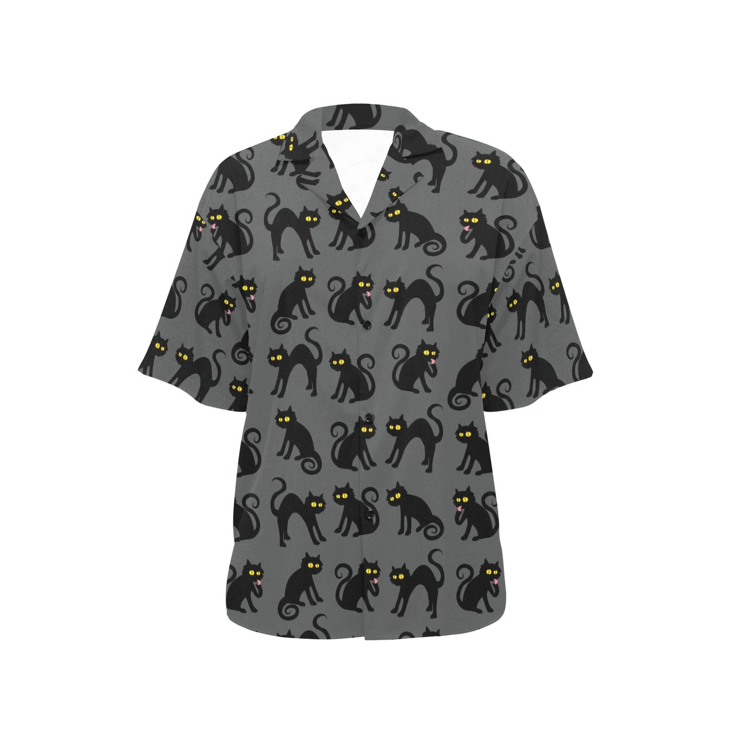 Black Cat Cute Print Pattern Women's Hawaiian Shirt