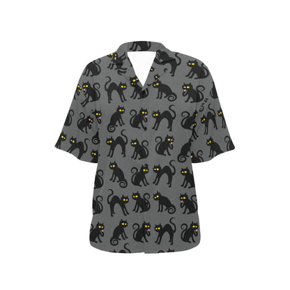 Black Cat Cute Print Pattern Women's Hawaiian Shirt