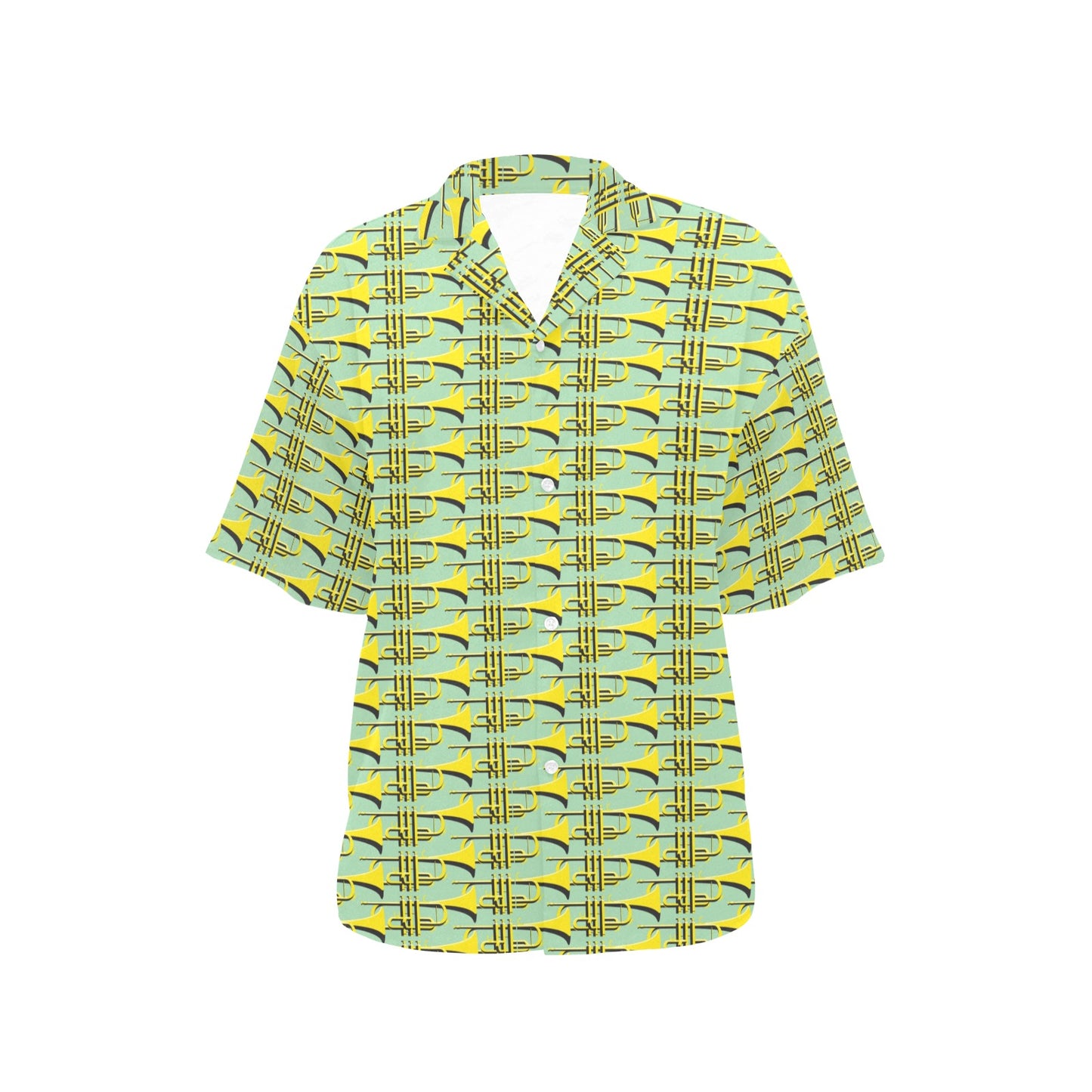 Trumpet Vintage Design Print Women's Hawaiian Shirt