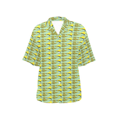 Trumpet Vintage Design Print Women's Hawaiian Shirt