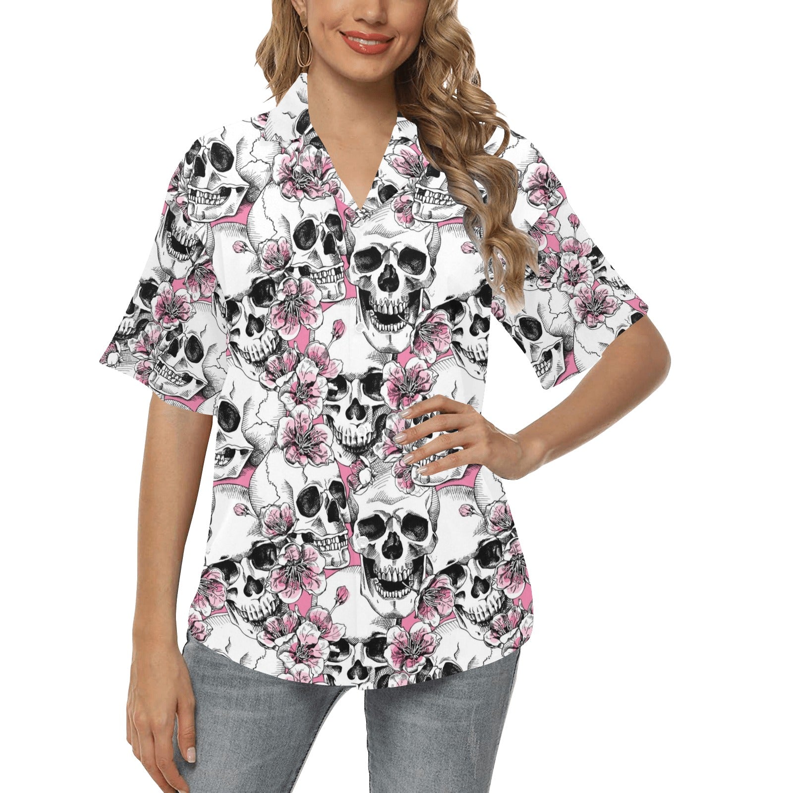 Cherry Blossom Pattern Print Design CB03 Women's Hawaiian Shirt