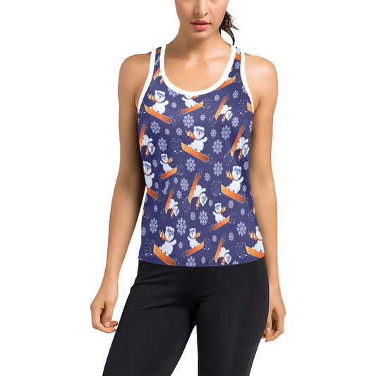 Snowboard Bear Print Design LKS305 Women's Racerback Tank Top