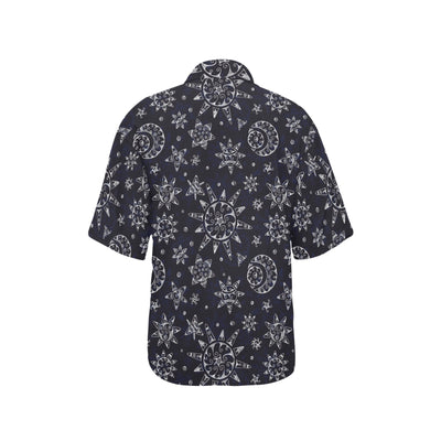 Sun Moon Pattern Women's Hawaiian Shirt