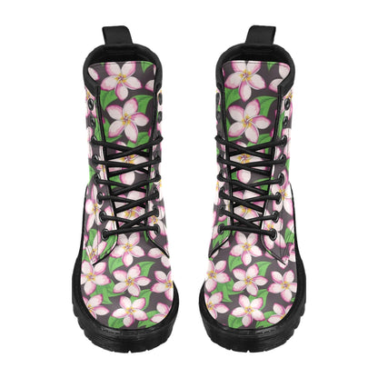 Pink Plumeria Pattern Print Design PM019 Women's Boots