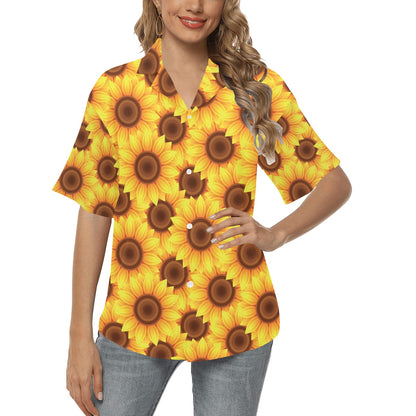 Sunflower Pattern Print Design SF07 Women's Hawaiian Shirt