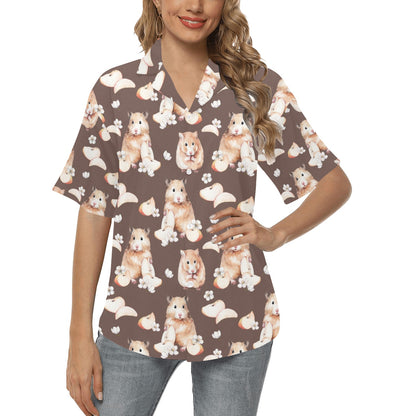 Hamster Pattern Print Design 03 Women's Hawaiian Shirt