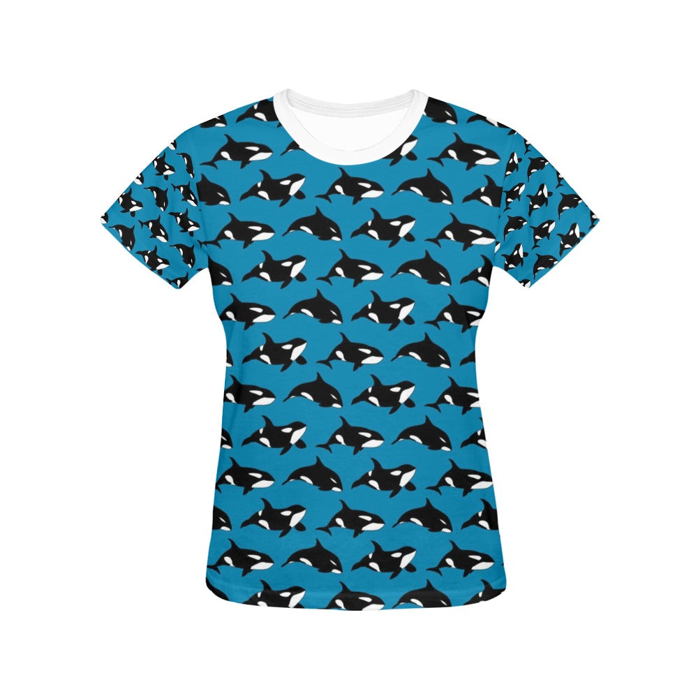 Whale Print Design LKS304 Women's  T-shirt