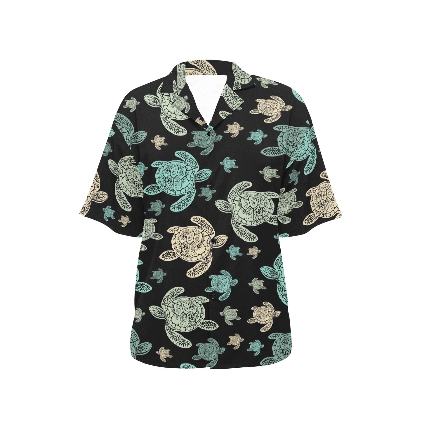 Sea Turtle Stamp Pattern Women's Hawaiian Shirt