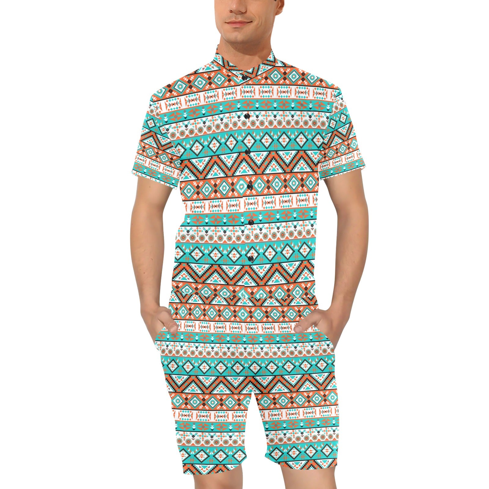 Navajo Style Print Pattern Men's Romper