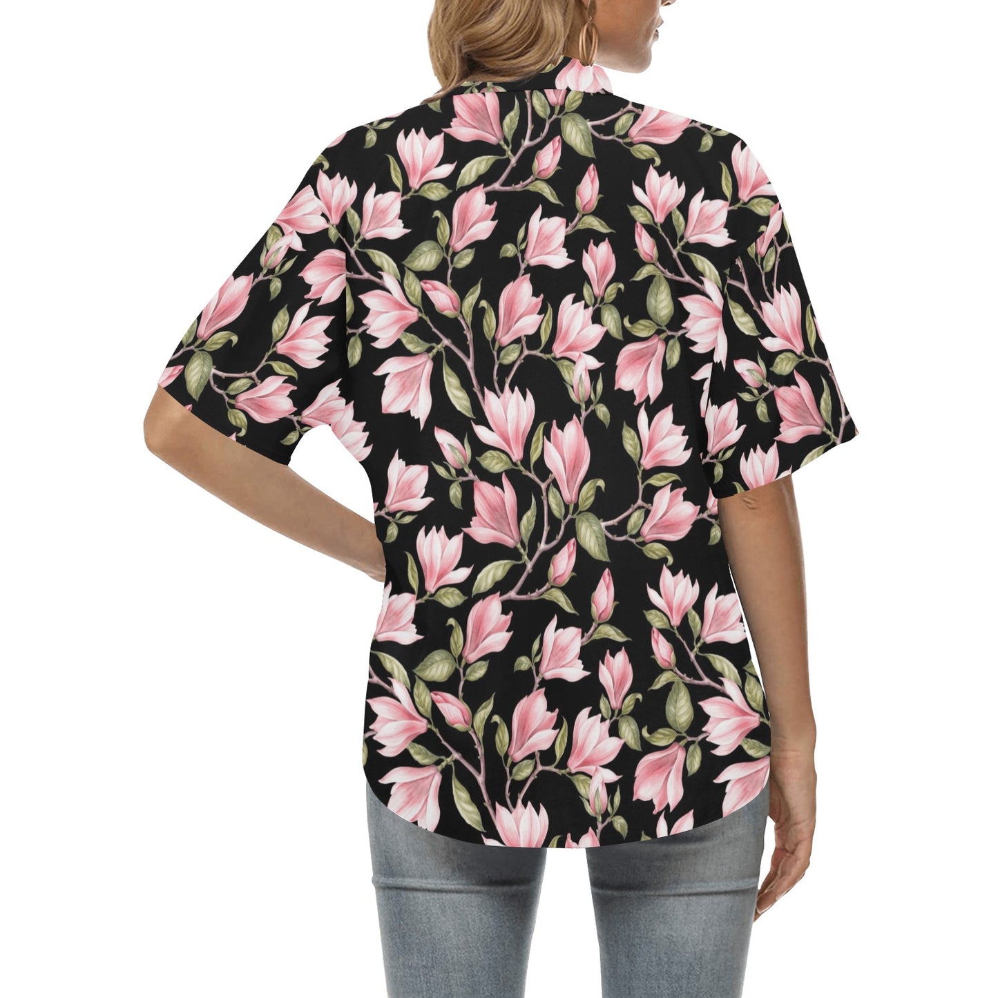 Magnolia Pattern Print Design MAG03 Women's Hawaiian Shirt