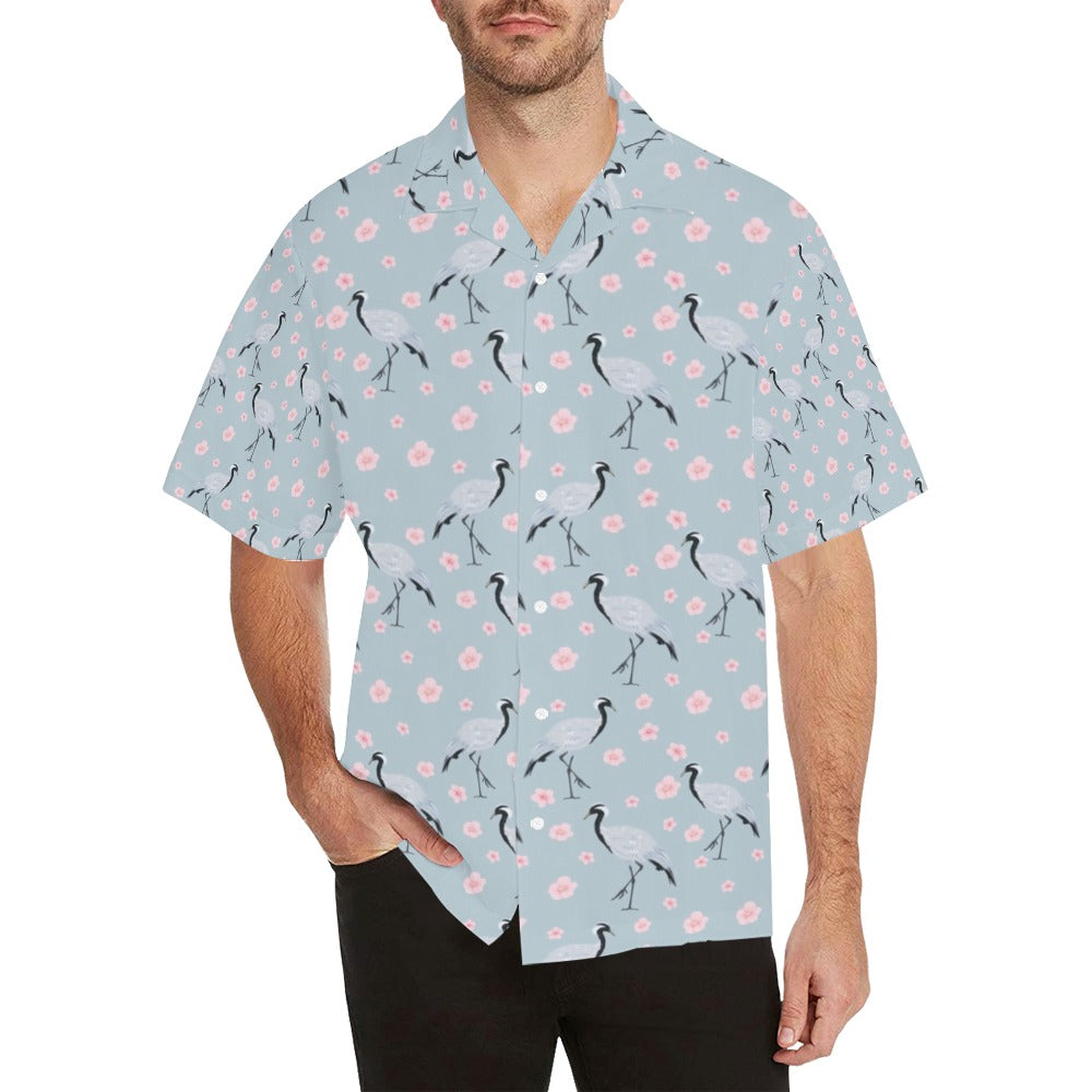 Sakura Bird Print Design LKS304 Men's Hawaiian Shirt