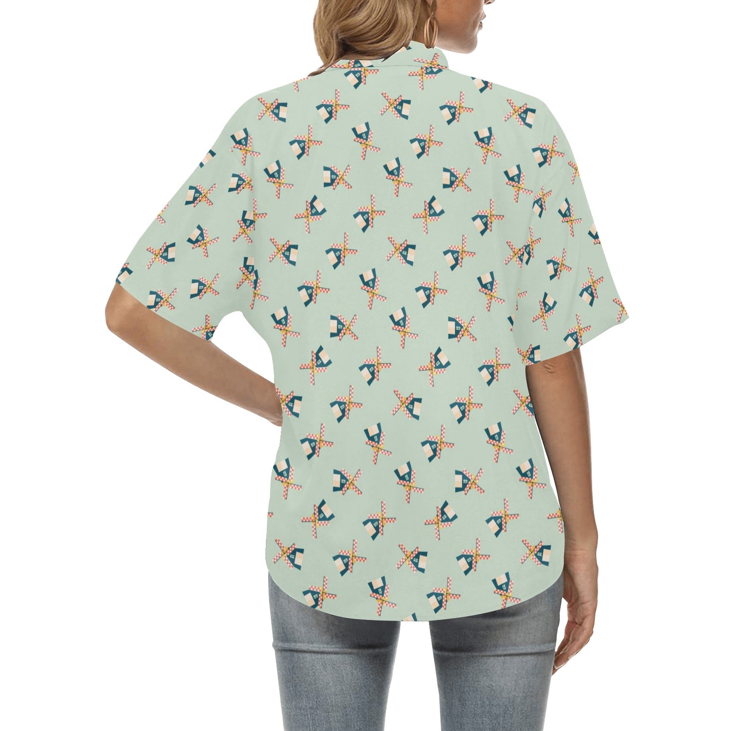 Windmill Pattern Print Design 02 Women's Hawaiian Shirt