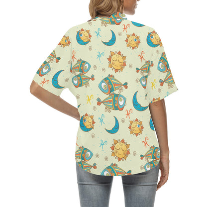 Pisces Pattern Print Design A03 Women's Hawaiian Shirt