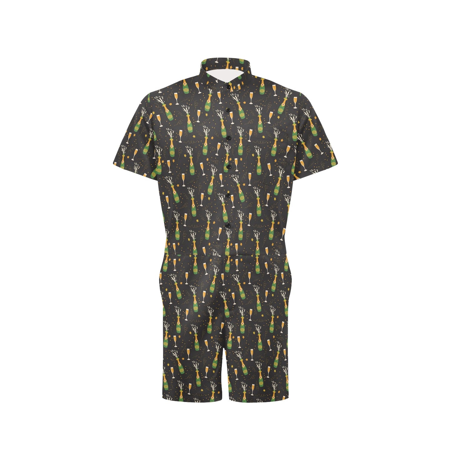 Champagne Pattern Print Design 04 Men's Romper