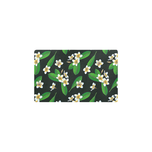 White Plumeria Pattern Print Design PM023 Kitchen Mat