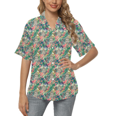 Buddha Pattern Print Design 08 Women's Hawaiian Shirt