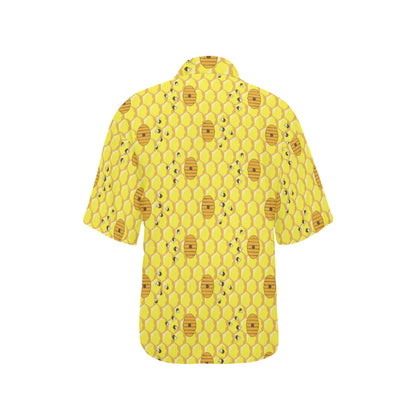 Honey Bee Print Design LKS303 Women's Hawaiian Shirt