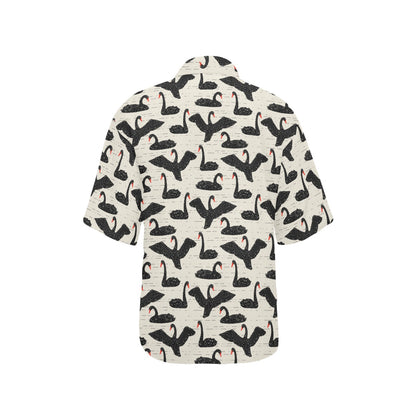 Swan Print Design LKS402 Women's Hawaiian Shirt
