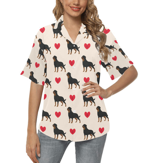 Rottweiler Pattern Print Design A02 Women's Hawaiian Shirt