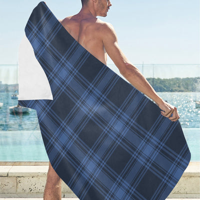 Tartan Blue Print Design LKS304 Beach Towel 32" x 71"