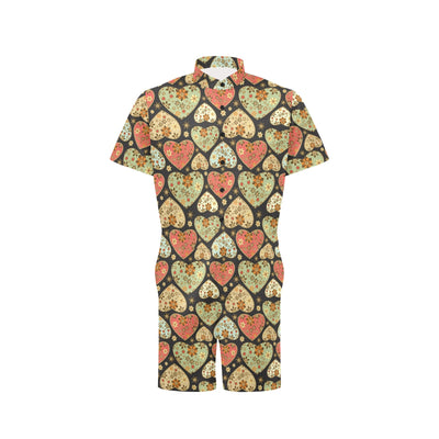 Heart Boho Pattern Print Design HE04 Men's Romper