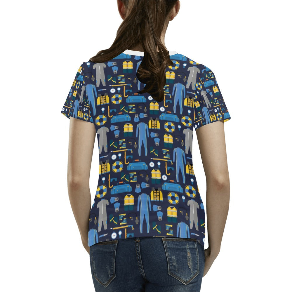 Scuba Equipment Print Design LKS305 Women's  T-shirt