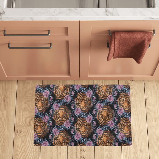 Tiger Head Floral Kitchen Mat