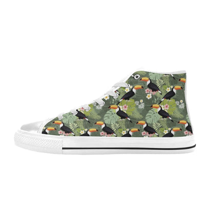 Toucan Print Design LKS304 High Top Women's White Shoes