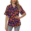 Skull Multicolor Print Design LKS3011 Women's Hawaiian Shirt