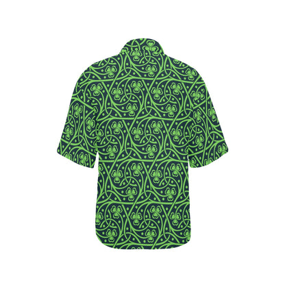 Shamrock Themed Print Women's Hawaiian Shirt