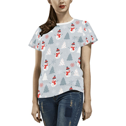 Snowman Print Design LKS302 Women's  T-shirt